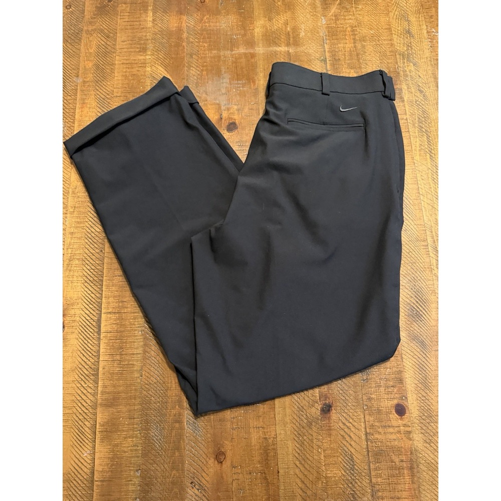 Nike Dri-FIT Mens Golf Pants Black Flat Front 34x30 Performance Trousers RN56323